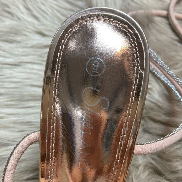 ShoeLand Clear Ankle Wrap Wedding Diamond Bow Detail Square Toe Perspex Heel - Picture 7 of 16